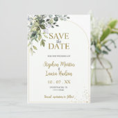  緑の水彩 Save The Date 招待状 (スタンド正面)