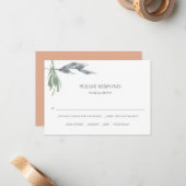 緑の水彩RSVPカード ノートカード (正面/裏面インサイチュ)