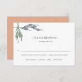 緑の水彩RSVPカード ノートカード (正面/裏面)