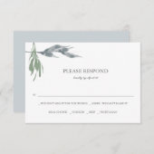 緑の水彩RSVPカード ノートカード (正面/裏面)