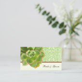 緑の水気が多いヴィンテージのダマスク織のアイボリーの座席表 プレイスカード (スタンド正面)