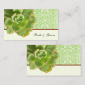 緑の水気が多いヴィンテージのダマスク織のアイボリーの座席表 プレイスカード (正面/裏面)