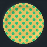 緑の水玉模様が黄色 ペーパープレート<br><div class="desc">緑の水玉模様が黄色</div>