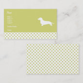 緑の水玉模様のダックスフントの名刺 名刺 (正面/裏面)