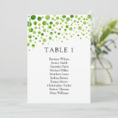緑の水玉模様の座席表。結婚式のテーブルプラン 招待状 (スタンド正面)