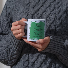 緑の水玉模様の最高の先生へのプレゼント コーヒーマグカップ