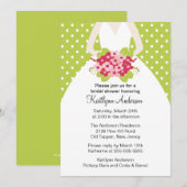 緑の水玉模様の花嫁 ブライダルシャワーの招待状 招待状 (正面/裏面)