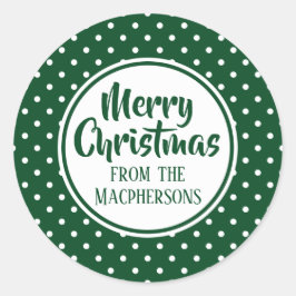 緑の水玉模様クリスマスステッカー ラウンドシール