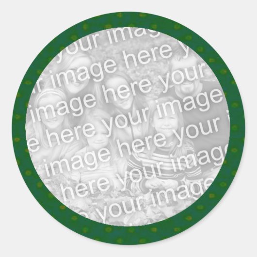 緑の水玉模様フォトシールテンプレート ラウンドシール (正面)