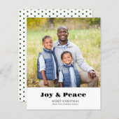 緑の水玉模様写真の平和と喜びクリスマス (正面/裏面)