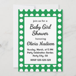 緑の水玉模様母親かわいい赤ちゃん女の子シャワー 招待状
