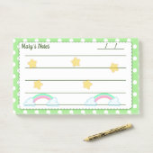 緑の水玉模様、かわいい星と虹10 x 6" ポストイット (デスク)