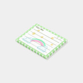 緑の水玉模様、かわいい星と虹4" x 3" ポストイット (アングル)