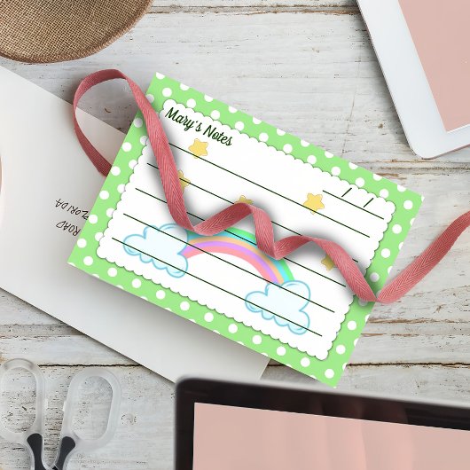 緑の水玉模様、かわいい星と虹4" x 3" ポストイット