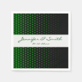 緑の水玉模様 モダン ブラック スタンダードカクテルナプキン (正面)