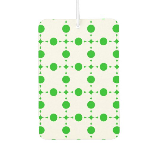 緑の水玉模様、水玉模様パターン、ドット点々のある、 カーエアーフレッシュナー (正面)