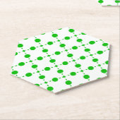 緑の水玉模様、水玉模様パターン、ドット点々のある、 ペーパーコースター (アングル)