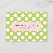 緑の水玉模様、水玉模様パターン、ドット点々のある、 名刺 (正面)