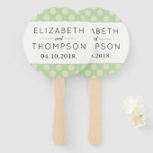 緑の水玉模様、水玉模様パターン、ドット結婚、 ハンドファン (正面&裏面)