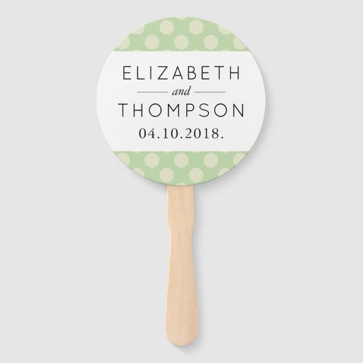 緑の水玉模様、水玉模様パターン、ドット結婚、 ハンドファン (正面)