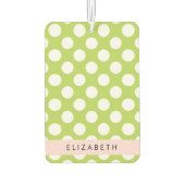緑の水玉模様、水玉模様パターン、名前 カーエアーフレッシュナー (裏面)