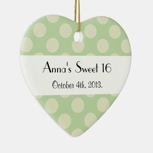 緑の水玉模様、水玉模様パターン、甘い16 セラミックオーナメント (右)