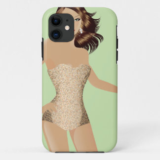 緑の水着の女の子iPhone 5辛うじてそこに™ iPhone 11 ケース