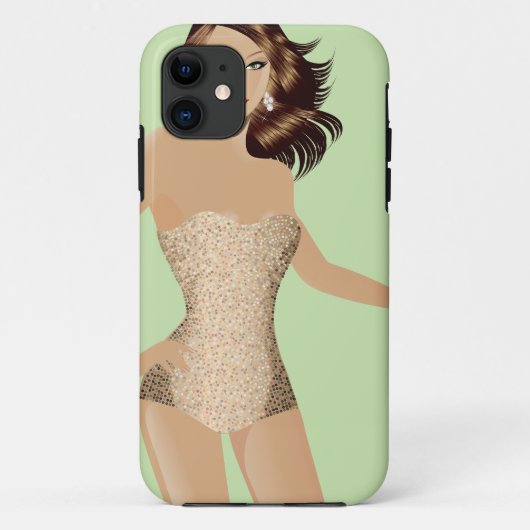 緑の水着の女の子iPhone 5辛うじてそこに™ Case-Mate iPhoneケース (裏面)