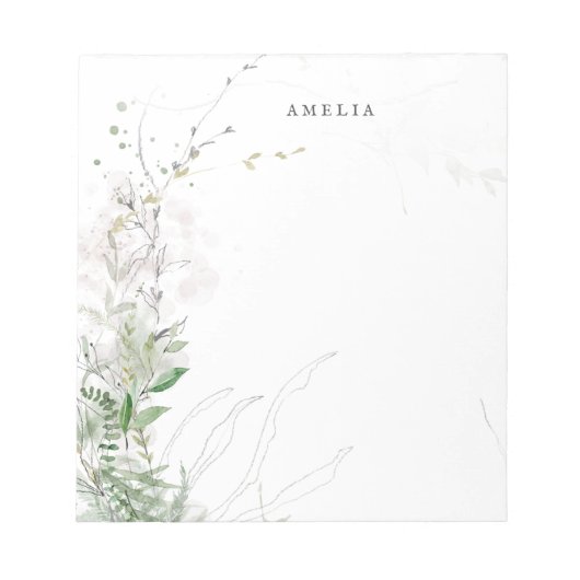 緑の水自然色パーソナライズされた名 ノートパッド (正面)