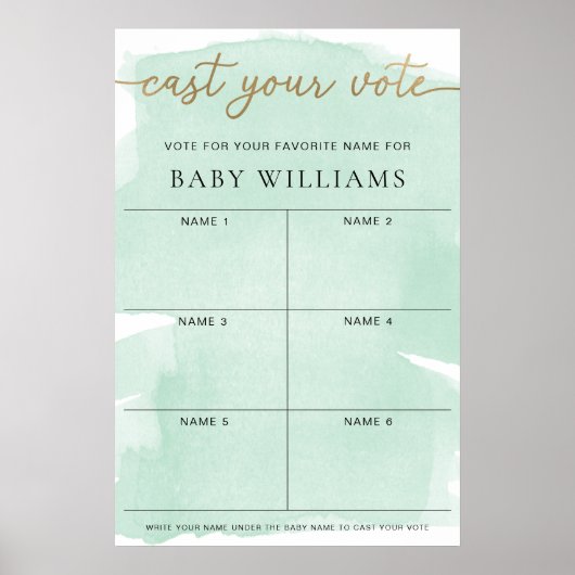 緑の水色あなたの投票ベビー名投票 ポスター (正面)