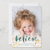 緑の水色と金ゴールド信じ |写真 シーズンカード (正面)