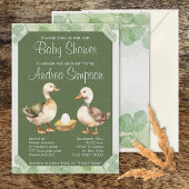 緑の水色のアヒルと卵の赤ちゃんシャワー 招待状