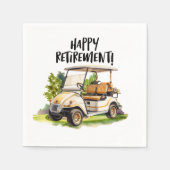 緑の水色のカートを使用したゴルフリタイアメント スタンダードカクテルナプキン (正面)