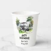 緑の水色のカートを使用したゴルフリタイアメント 紙コップ (正面)