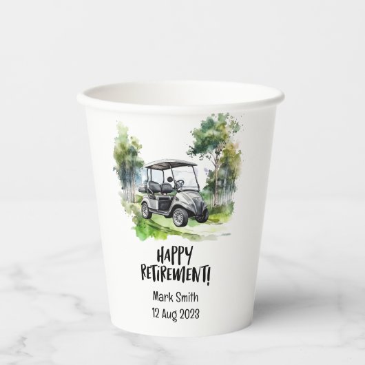 緑の水色のカートを使用したゴルフリタイアメント 紙コップ (正面)