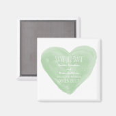 緑の水色のハート日付磁石を保存 マグネット (正面/裏面)