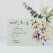 緑の水色のフローラ結婚ズ 出欠カード (スタンド正面)