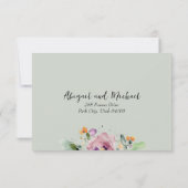 緑の水色のフローラ結婚ズ 出欠カード (裏面)