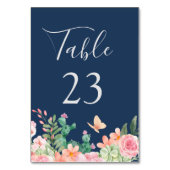 緑の水色のフローラ結婚式の日付を保存 テーブルナンバー (正面)