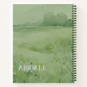 緑の水色のワイルドフラワーフィールド ノートブック (裏面)