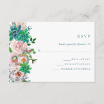 緑の水色の多肉植物と花 | RSVP