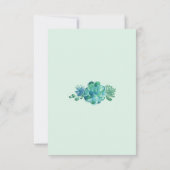 緑の水色の多肉汁結婚の返信カード 出欠カード (裏面)