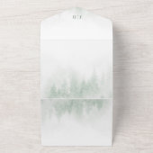 緑の水色の常緑樹結婚林 オールインワン招待状 (外側)