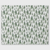 緑の水色の松の木の森の白 ラッピングペーパー (フラット)