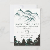 緑の水色の森の山々は日付を保存 セーブザデート (正面)