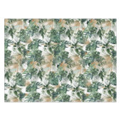 緑の水色の熱帯葉模様 テーブルクロス (正面(横))