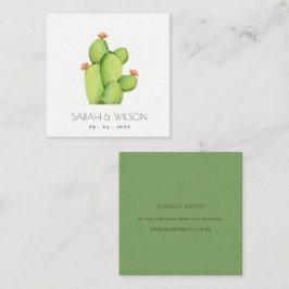 緑の水色の砂漠サボテンの花結婚の スクエア名刺