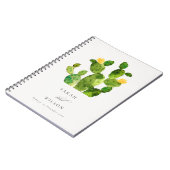 緑の水色の砂漠サボテンの花結婚の ノートブック (左側)