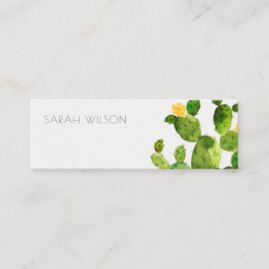 緑の水色の砂漠サボテン花のアドレス スキニー名刺 (正面)