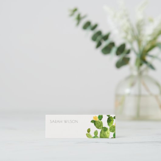 緑の水色の砂漠サボテン花のアドレス スキニー名刺 (スタンド正面)
